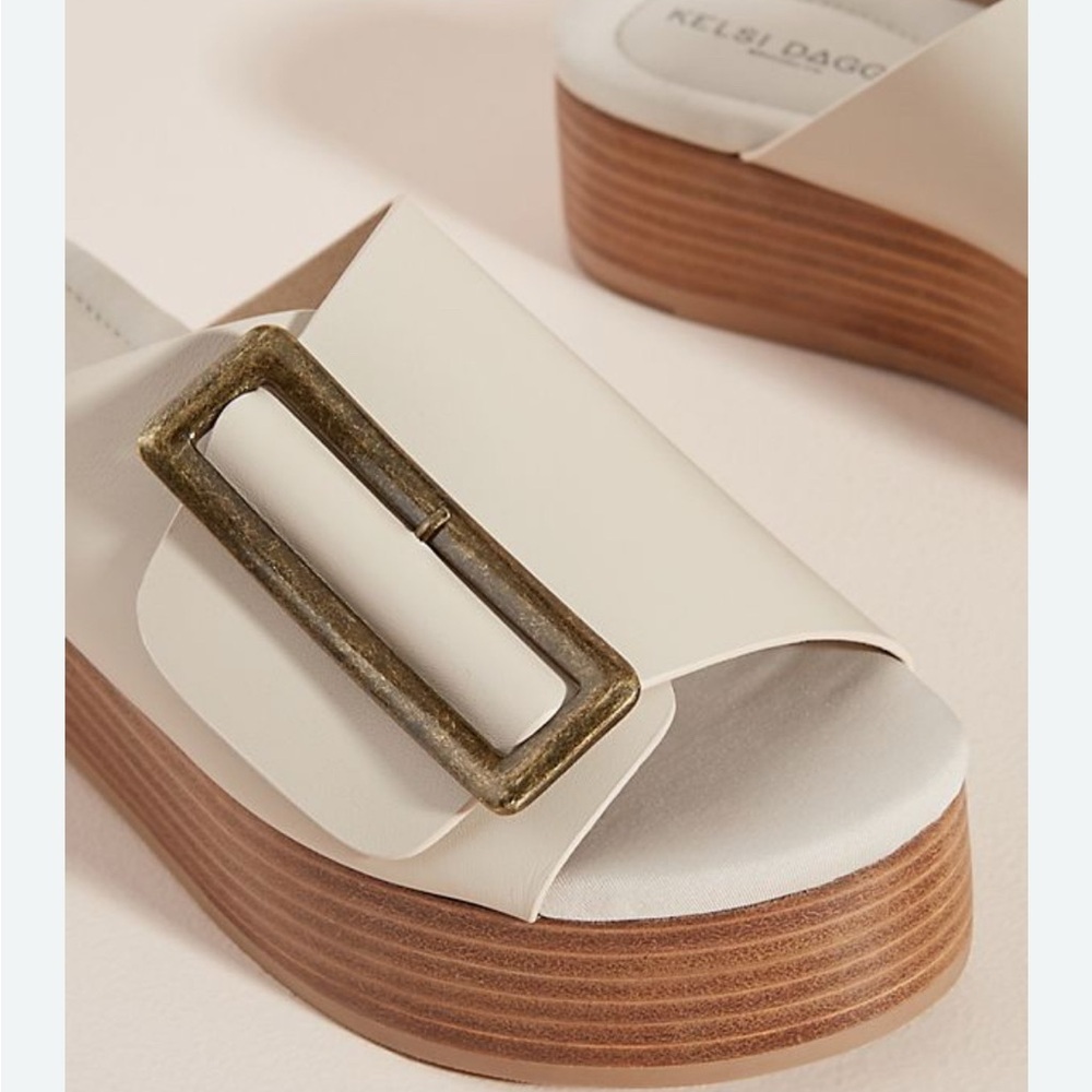 Anthropologie Kelsi Dagger Brooklyn Dover Chunk Buckle Platform Sandals - Picture 2 of 12